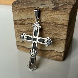 Victoria Cony Sterling Silver Taxco Mexico Cross Pendant